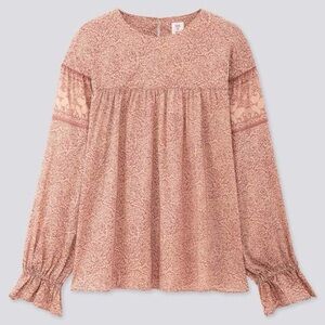 Anna Sui Peach Paisley Long-Sleeve Blouse